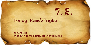 Tordy Reményke névjegykártya